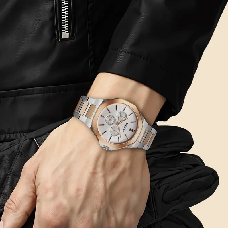 Titan Classic Slim Multifunction Two-tone Men’s Watch- 90198KM01